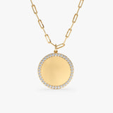 Yellow Gold Diamond Disc Necklace