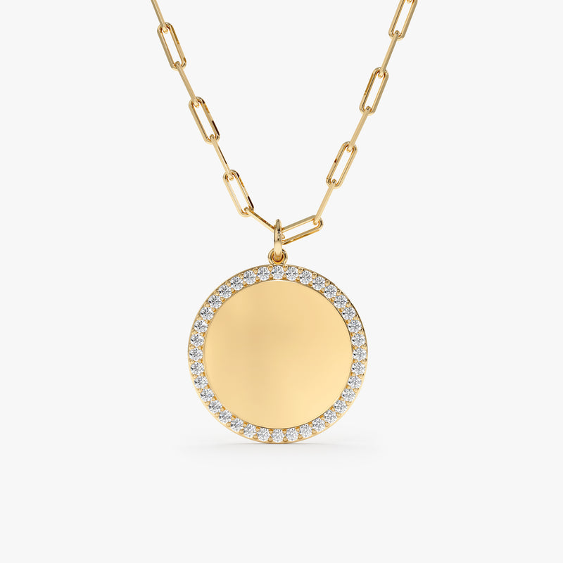 Yellow Gold Diamond Disc Necklace