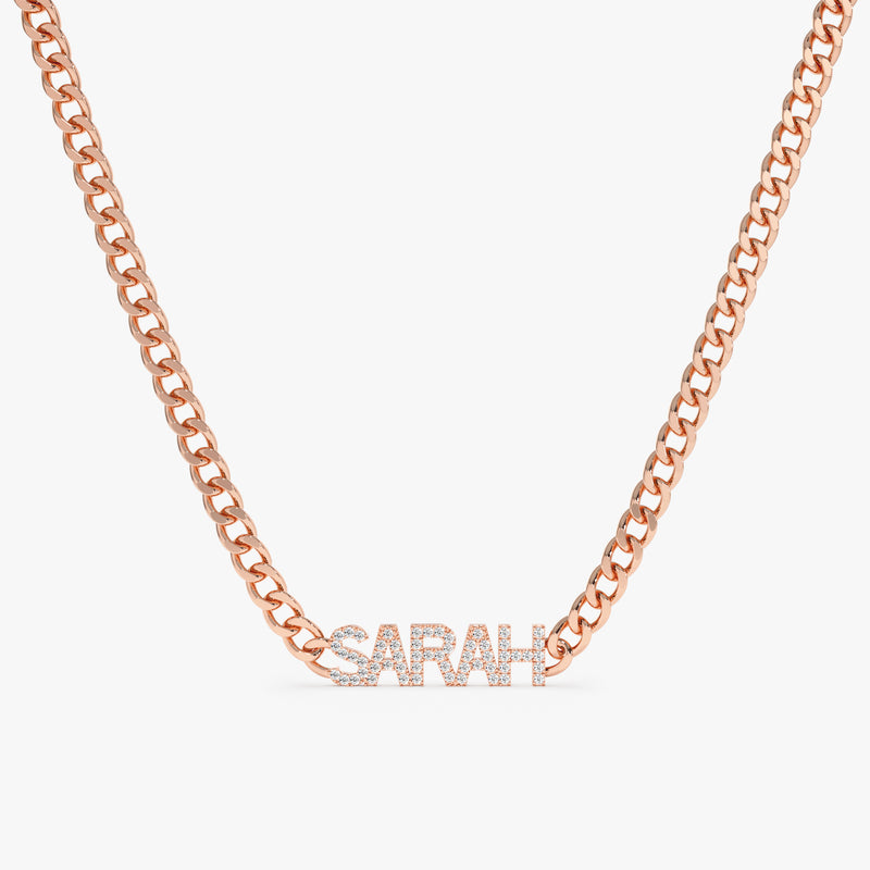 Rose Gold Diamond Name Chain