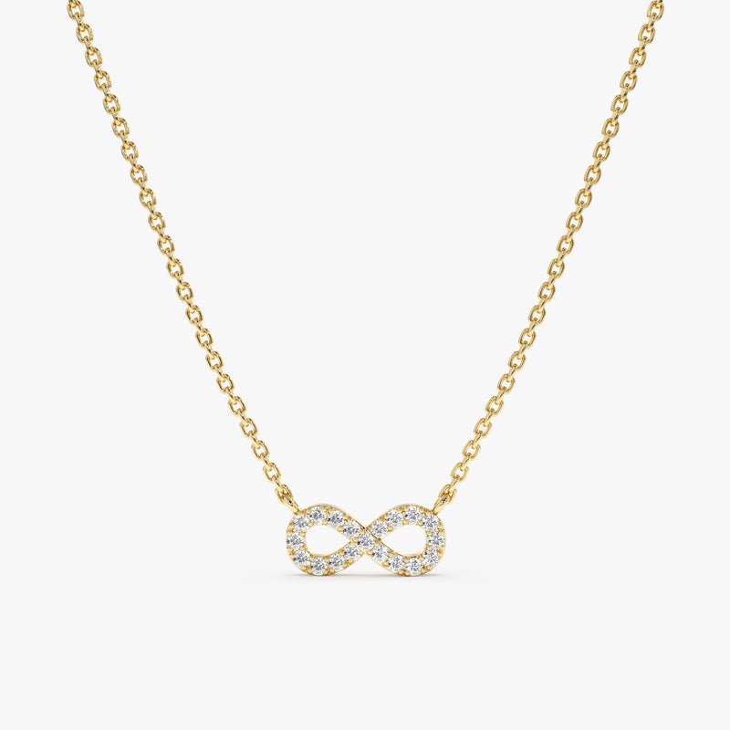 Yellow Gold Diamond Infinity Necklace