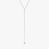 White Gold Diamond Lariat Bar Necklace