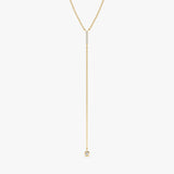 Yellow Gold Diamond Lariat Bar Necklace