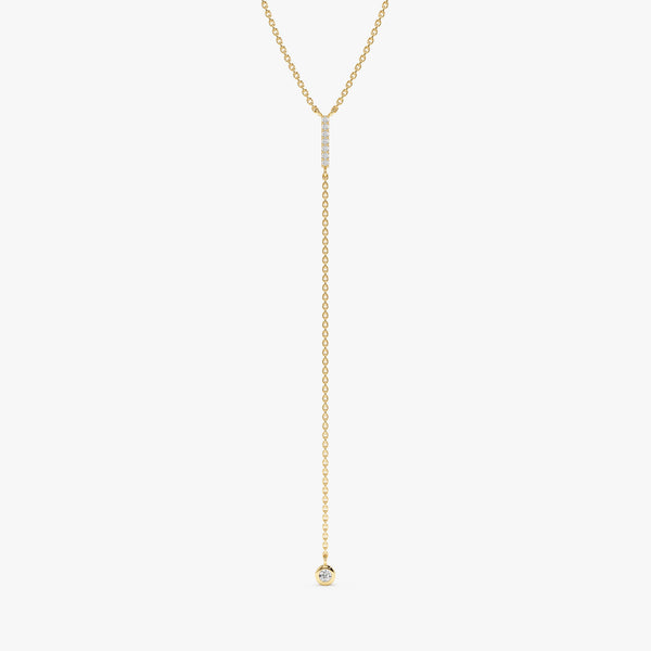 Yellow Gold Diamond Lariat Bar Necklace