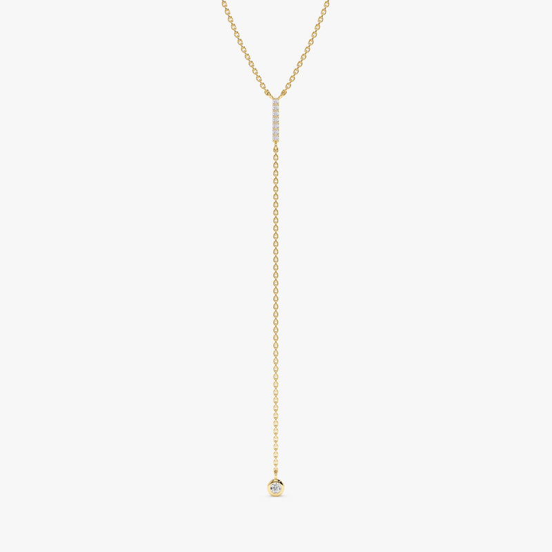 Yellow Gold Diamond Lariat Bar Necklace