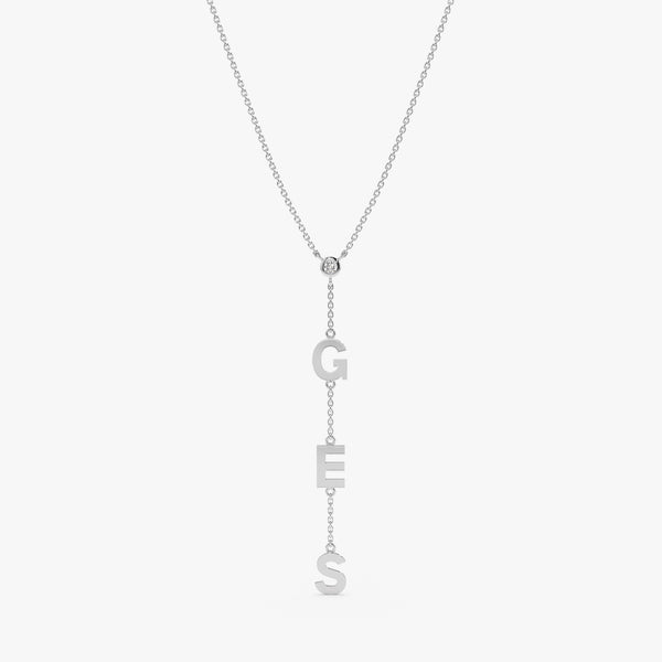 White Gold Diamond Initial Necklace