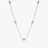 solid Rose Gold Aquamarine Station Necklace