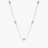 14k White Gold Aquamarine Station Necklace
