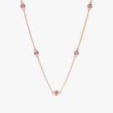14k Rose Gold Amethyst Station Necklace