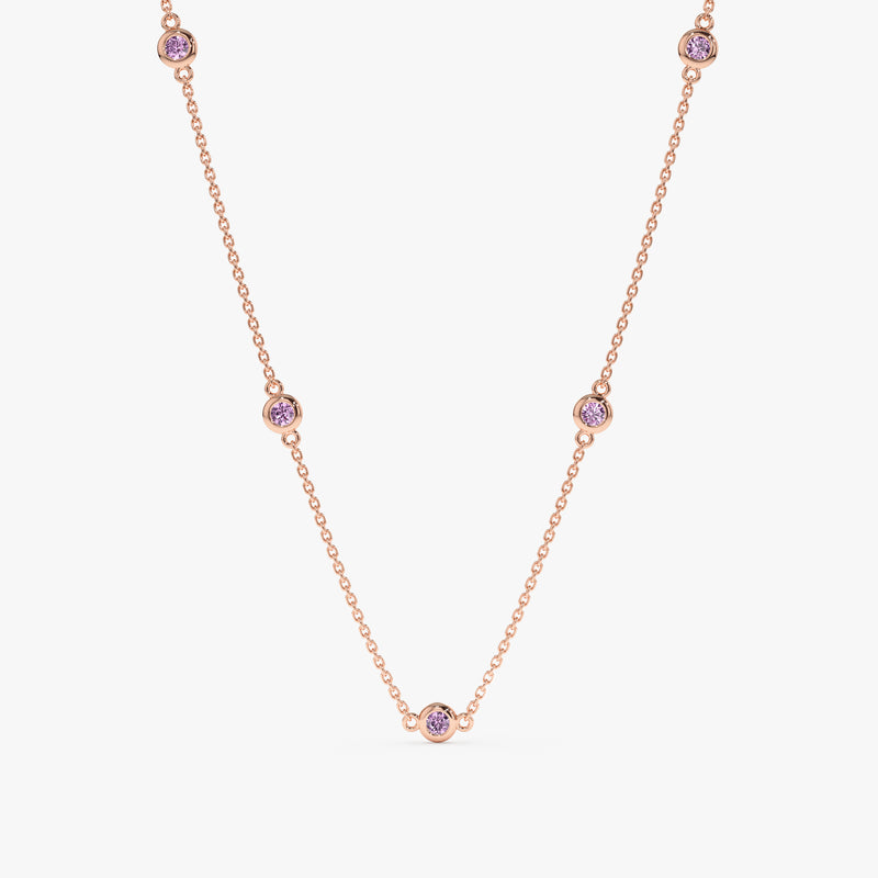 14k Rose Gold Amethyst Station Necklace