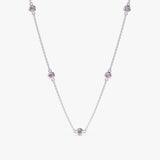 14k White Gold Amethyst Station Necklace