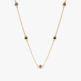 Natural Black Diamond bezel Necklace in solid gold