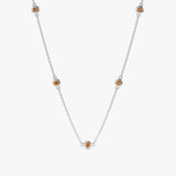 14k White Gold 5 Citrine bezel Station Necklace