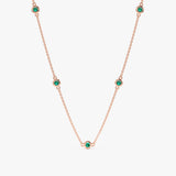 handmade 14k Rose Gold Emerald Station Necklace