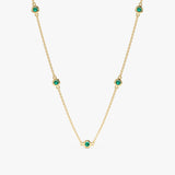 solid Yellow Gold Emerald Station Necklace
