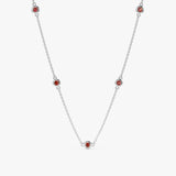 14k White Gold Garnet Station Necklace