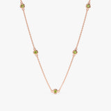 Rose Gold Peridot Station Necklace