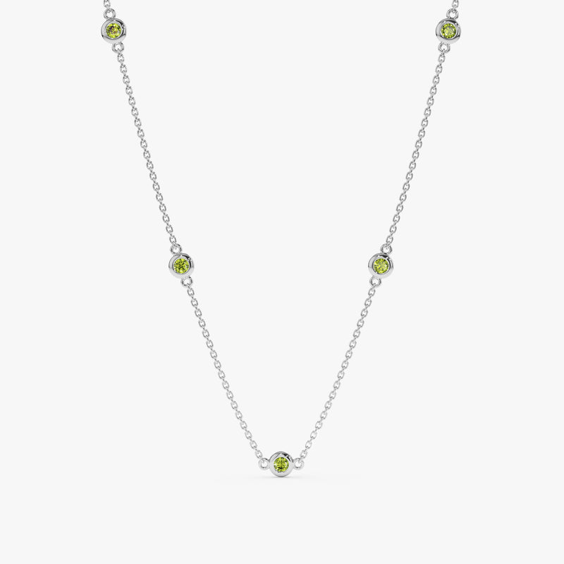 White Gold Peridot Station Necklace