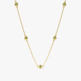 Yellow Gold Peridot Station Necklace