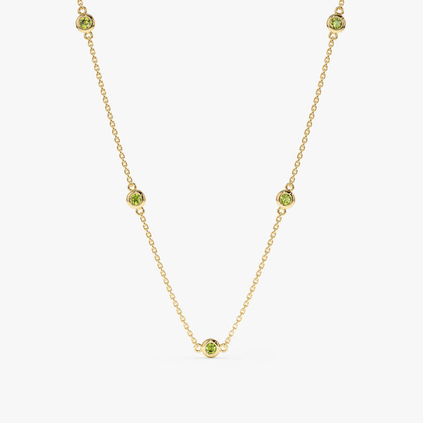 Yellow Gold Peridot Station Necklace
