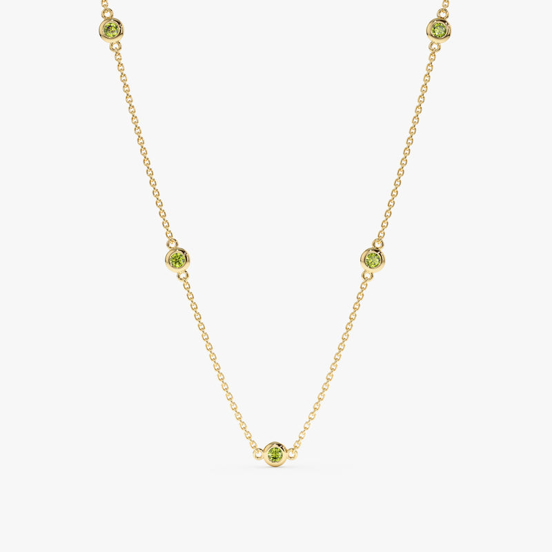 Yellow Gold Peridot Station Necklace
