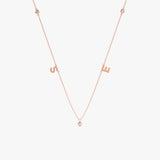 Rose Gold Diamond Initials station necklace