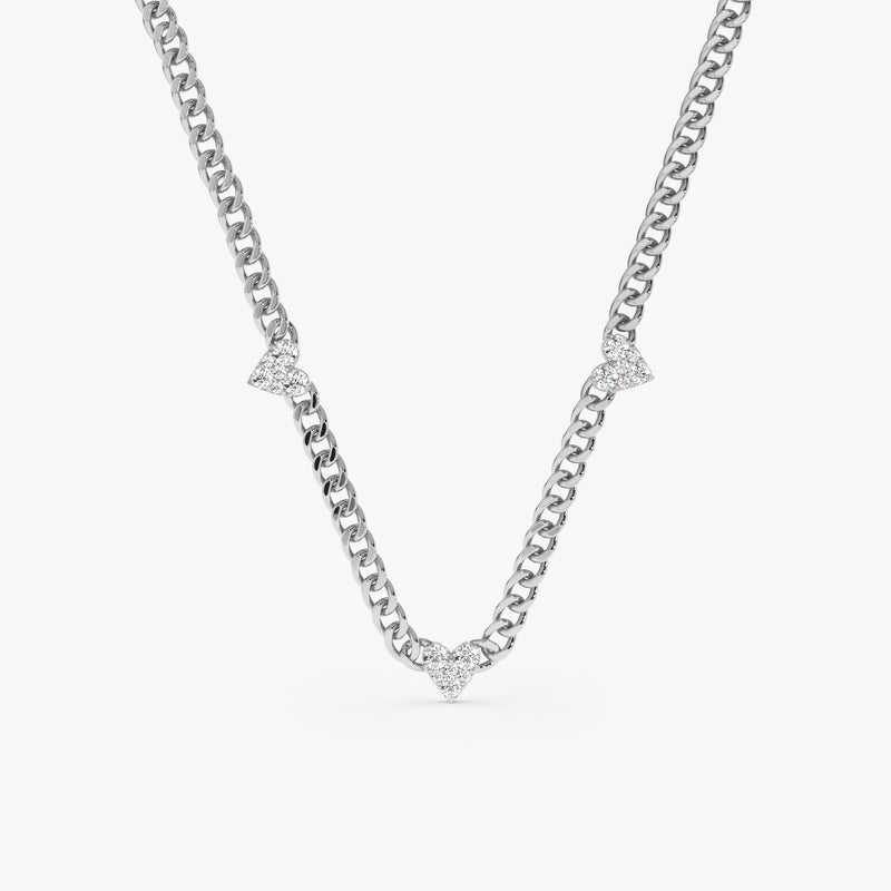 White Gold Diamond Cuban Chain Necklace