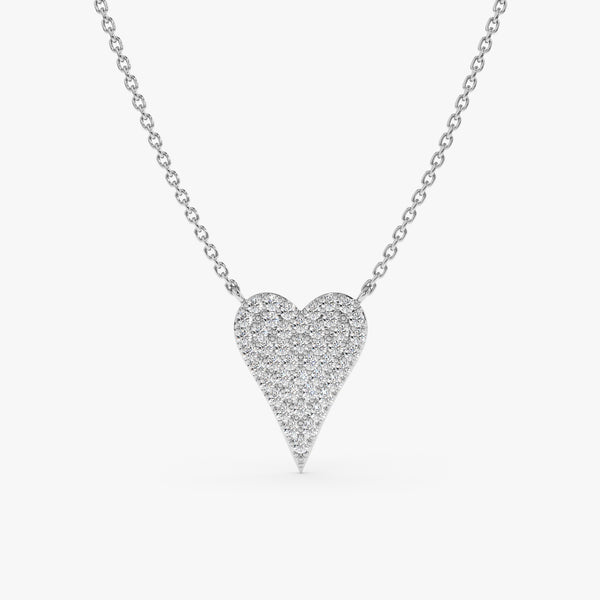 White Gold Natural Diamond Heart Necklace