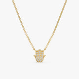 Yellow Gold Diamond Hamsa Hand Pendant 