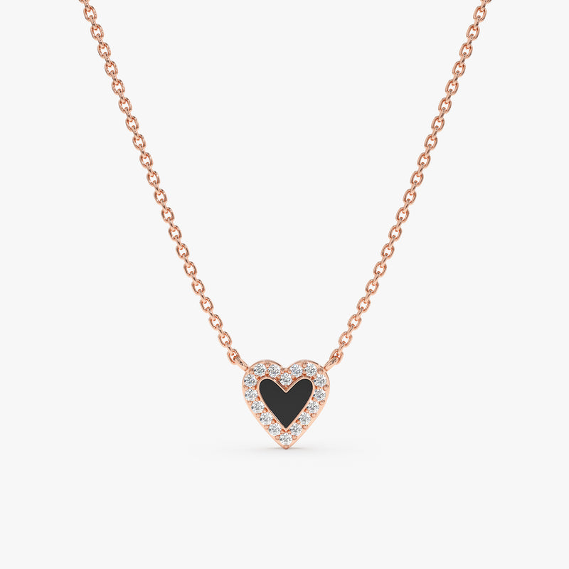 Rose Gold Natural Diamond Black Heart 
