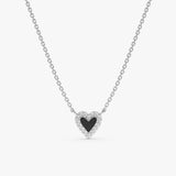 White Gold Enamel Heart Pendant
