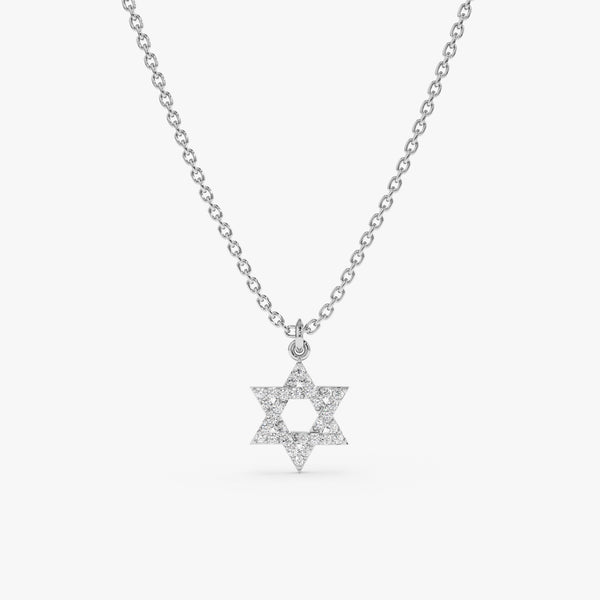 White Gold Mini David Star Necklace