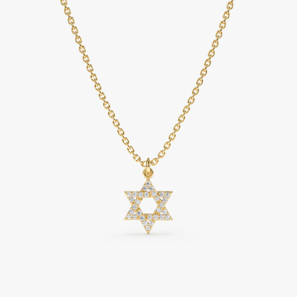 Yellow Gold Mini David Star Necklace