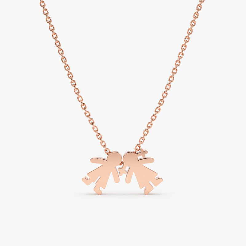 Solid Rose Gold Boy and Girl Necklace