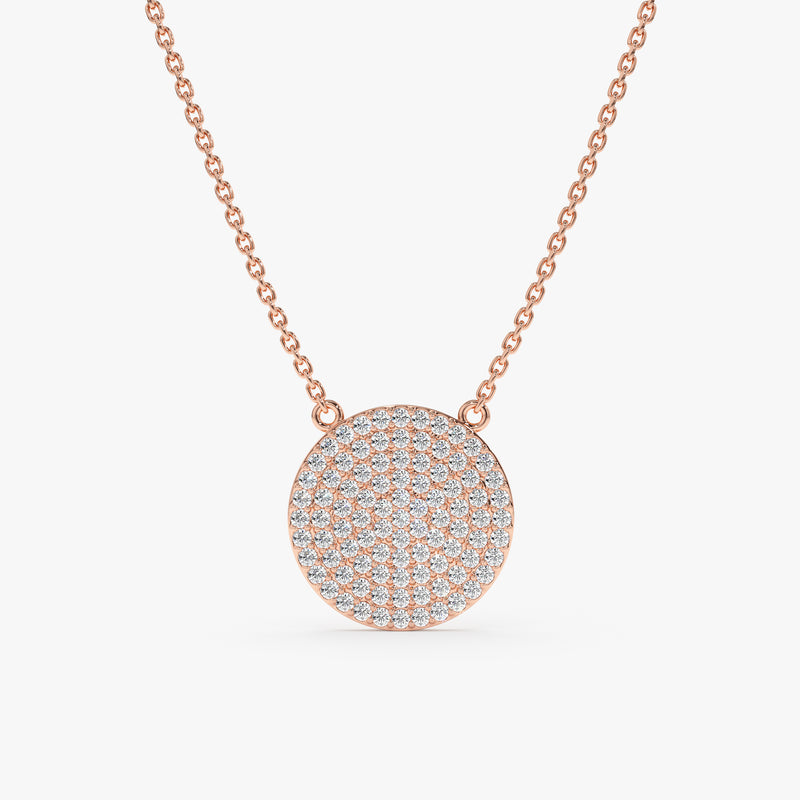 Rose Gold Diamond Disc Necklace