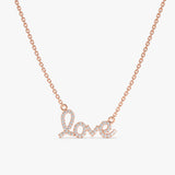Rose Gold Diamond Cursive Love Necklace