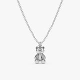 14k White Gold Teddy Bear Necklace