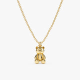 Solid Yellow Gold Teddy Bear Necklace