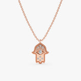 Rose Gold Yellow Gold Evil Eye Hamsa Necklace