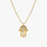 Yellow Gold Evil Eye Hamsa Necklace