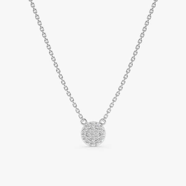 White Gold Diamond Disc Necklace