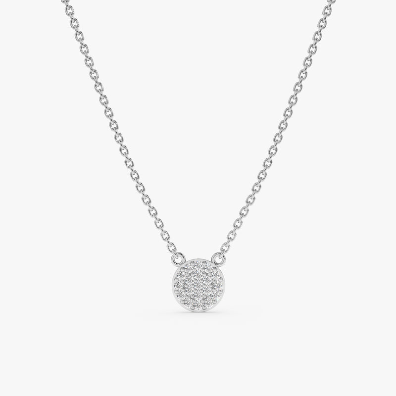 White Gold Diamond Disc Necklace