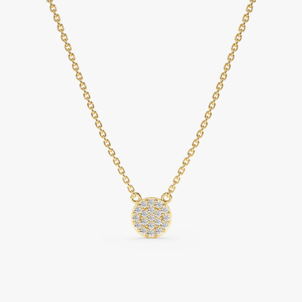 Yellow Gold Diamond Disc Necklace