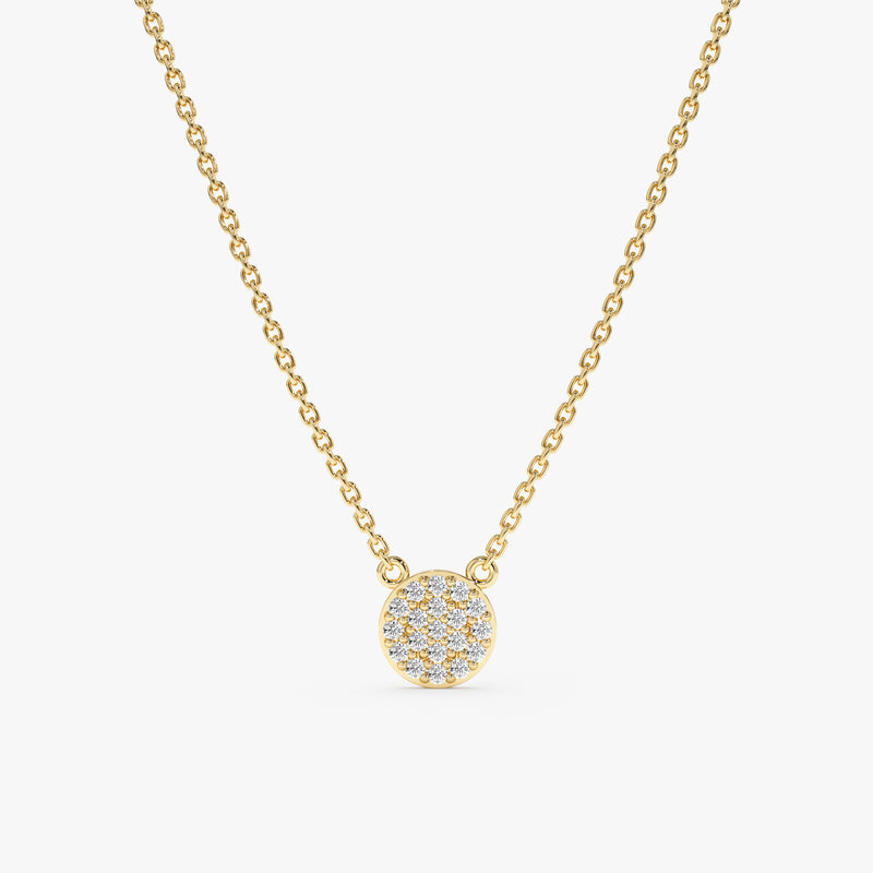 Yellow Gold Diamond Disc Necklace