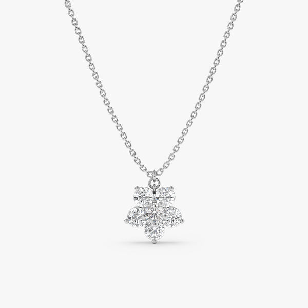 White Gold natural Diamond Flower Necklace