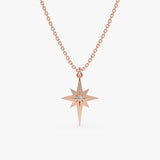 14k Rose Gold Diamond North Star Necklace