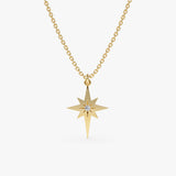 solid Yellow Gold Diamond North Star Necklace