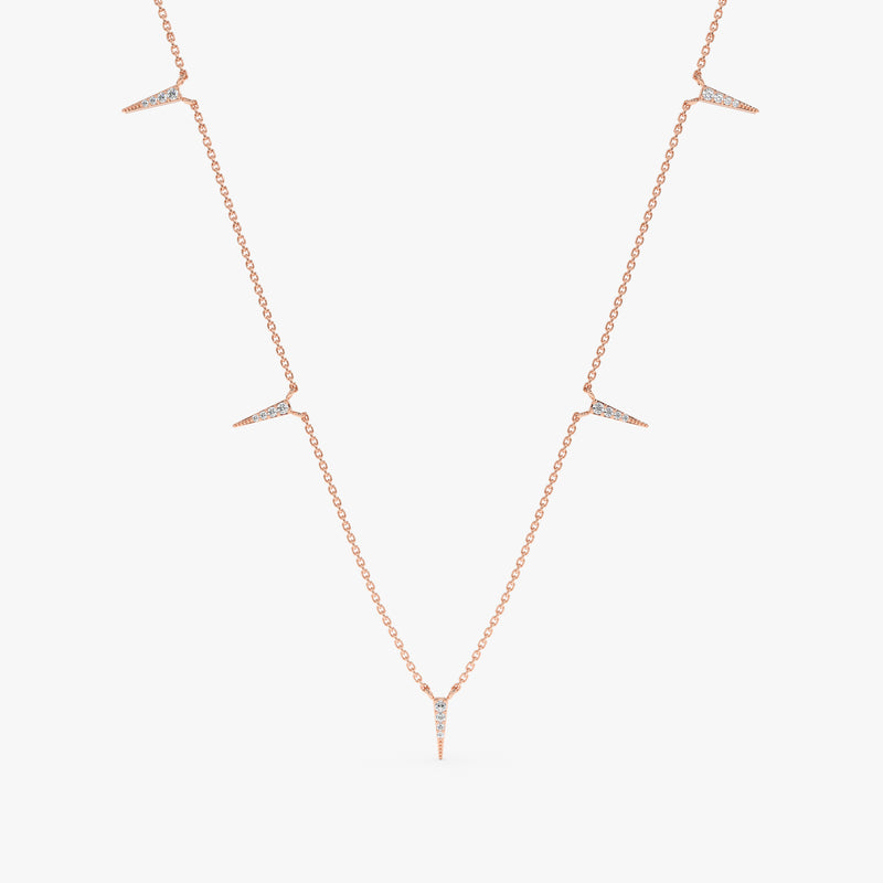 Rose Gold Diamond Dagger Necklace