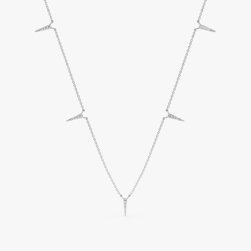 White Gold Diamond Dagger Necklace