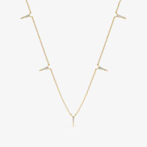 Yellow Gold Diamond Dagger Necklace