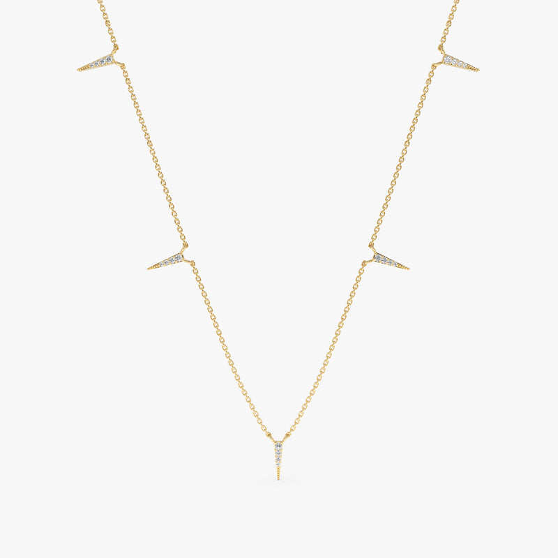Yellow Gold Diamond Dagger Necklace
